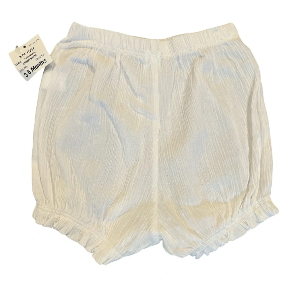 First Impressions Baby Girl’s Shirt & Short Set White & Gold Tulle Size 3-6 M‎